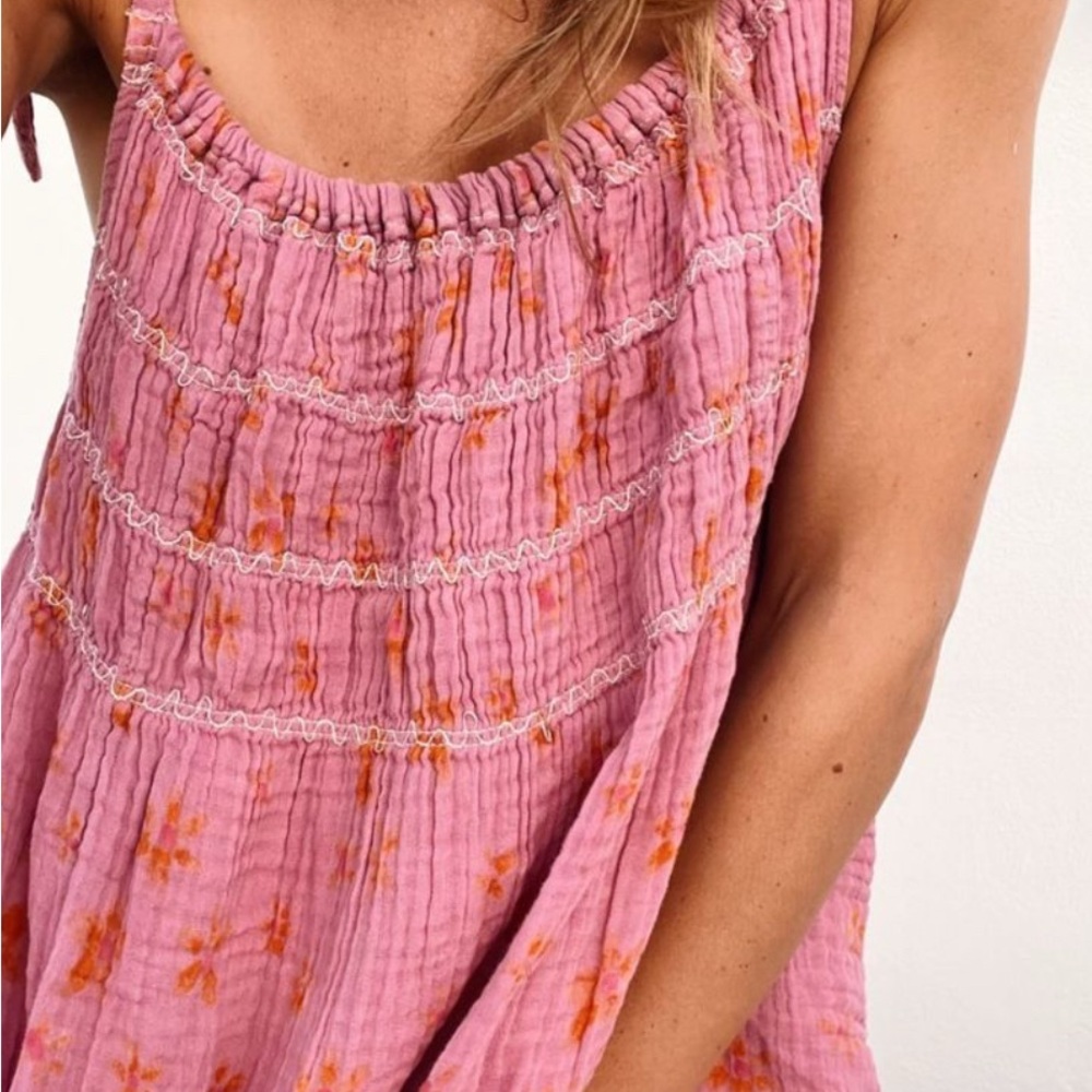 Free People Pink and Orange Dress Blouse